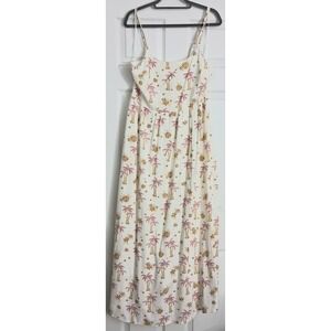 Japna Dress Women's Size L Linen Blend Tropical Resort Summer Smocked Back NWOT